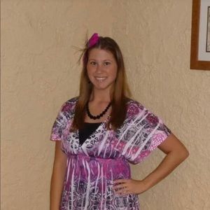 Magenta & White Summer Dress/Bathing Suit Cover Up